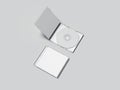 Opened and closed white disk packages. 3d rendering Royalty Free Stock Photo