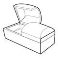 Opened coffin icon, outline style Royalty Free Stock Photo