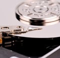 Opened computer hard drive closeup Royalty Free Stock Photo