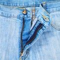 Opened denim jeans fly fragment Royalty Free Stock Photo