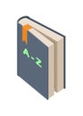 Opened dictionary book. Simple flat illustration in isometric view. Royalty Free Stock Photo