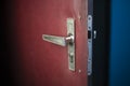 Opened door. Doorhandle