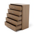 opened drawers from wooden cabinet