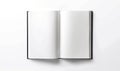Opened empty book, A5 notebook, on a white background