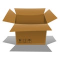 Opened empty cardboard box. Vector illustration.