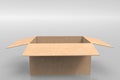 3d rendering. opened empty new paper brown box on copy space gray background Royalty Free Stock Photo