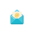 Opened envelope and document icon vector design. opened mail icon design Royalty Free Stock Photo