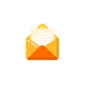 Opened envelope and document icon vector design. opened mail icon design Royalty Free Stock Photo