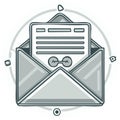 Opened envelope with Letter and Attachments, Digital Communication, Mail Sending, News, Email Marketing vector Royalty Free Stock Photo