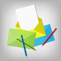 Opened envelope,multicolored envelopes. vector illustration Royalty Free Stock Photo