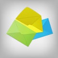 Opened envelope,multicolored envelopes. vector illustration Royalty Free Stock Photo