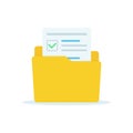 Opened folder with documents. Folders flat design, vector illustration on background.