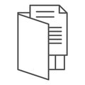 Opened folder thin line icon. Files archive, storage and document symbol, outline style pictogram on white background Royalty Free Stock Photo