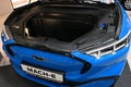 Opened front trunk on electric compact crossover SUV Ford Mustang Mach-e Royalty Free Stock Photo