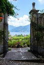 Opened gates with view to Lake Como