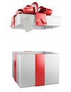 Opened gift box blank gift tag Royalty Free Stock Photo