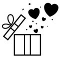 Opened gift box with flying hearts Royalty Free Stock Photo