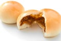 Opened golden barbecue pork bun