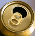 Opened golden beer can