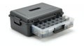 Opened Gray Plastic Tool Storage Box with Compartments Organizer for Hardware Parts and Craft Supplies on White Royalty Free Stock Photo