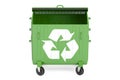 Opened green garbage container, 3D