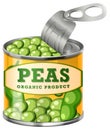 Opened Green Peas Food Can