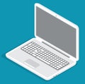 Opened grey laptop, modern technology, device, internet at wireless computer, isolated icon Royalty Free Stock Photo