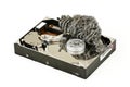 Opened hard disc with steel wool Royalty Free Stock Photo