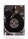 Opened hard disk drive isolated on white Royalty Free Stock Photo