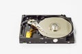 Opened hard drive for computer data storage technology Royalty Free Stock Photo