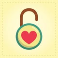 opened heart padlock. Vector illustration decorative design