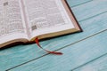Opened the Holy Bible close up prayer time Royalty Free Stock Photo