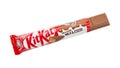 Opened Kit Kat chocolate bar. Kit Kat is a chocolate biscuit bar confection that is manufactured by Nestle. File contains
