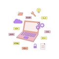 Opened laptop of software developer or tester