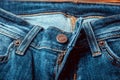 Opened light blue denim jeans fly Royalty Free Stock Photo