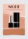 Opened lipstick on nude background design for poster flyer brochure leaflet