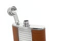 Opened metal flask for alcohol Royalty Free Stock Photo
