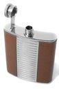 Opened metal flask for alcohol