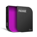 Opened Modern Black Software Package Box With Rounded Corners Violet Inside.