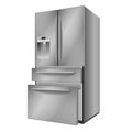 Opened modern steel refrigerator. Vector illustration on white background Royalty Free Stock Photo