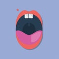 Opened mouth flat illustration