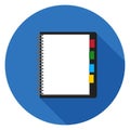 Opened notepad icon in flat design.