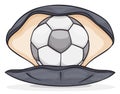 Opened oyster with silver soccer ball like a pearl, Vector illustration Royalty Free Stock Photo