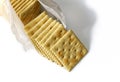 Opened package of saltine crackers