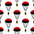 Opened parachute seamless pattern. Skydiving, parachuting, paragliding