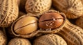 An opened peanut shell reveals two Royalty Free Stock Photo