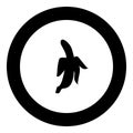 Opened peeled banana icon black color in round circle
