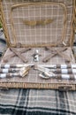 Opened picnic basket Royalty Free Stock Photo