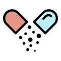 Opened pill capsule icon color outline vector Royalty Free Stock Photo