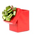 Opened red gift box with bow. Royalty Free Stock Photo